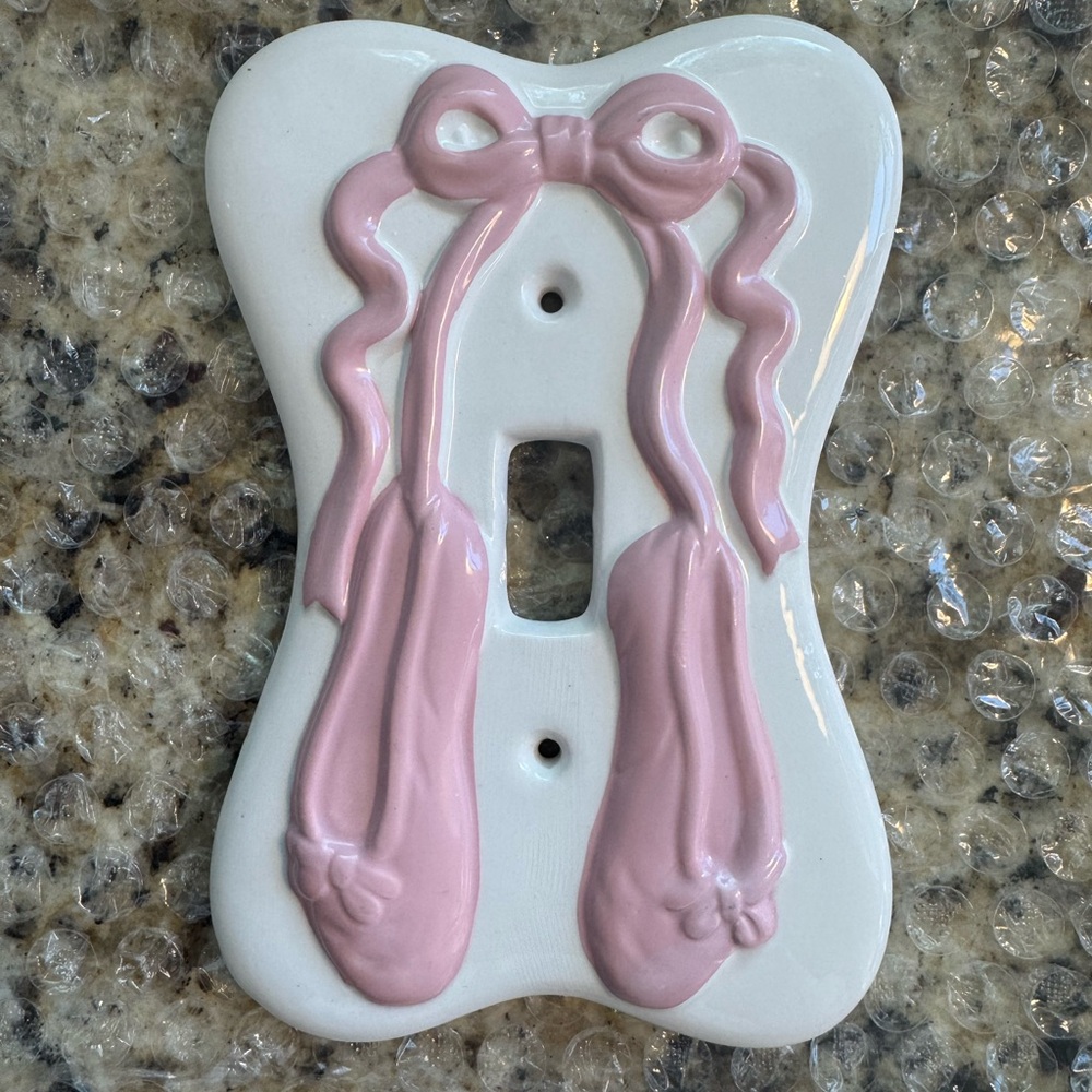 Russ White and Pink Ballet Shoe Light Switch Cover- Love Shack Fancy Bow Vibes